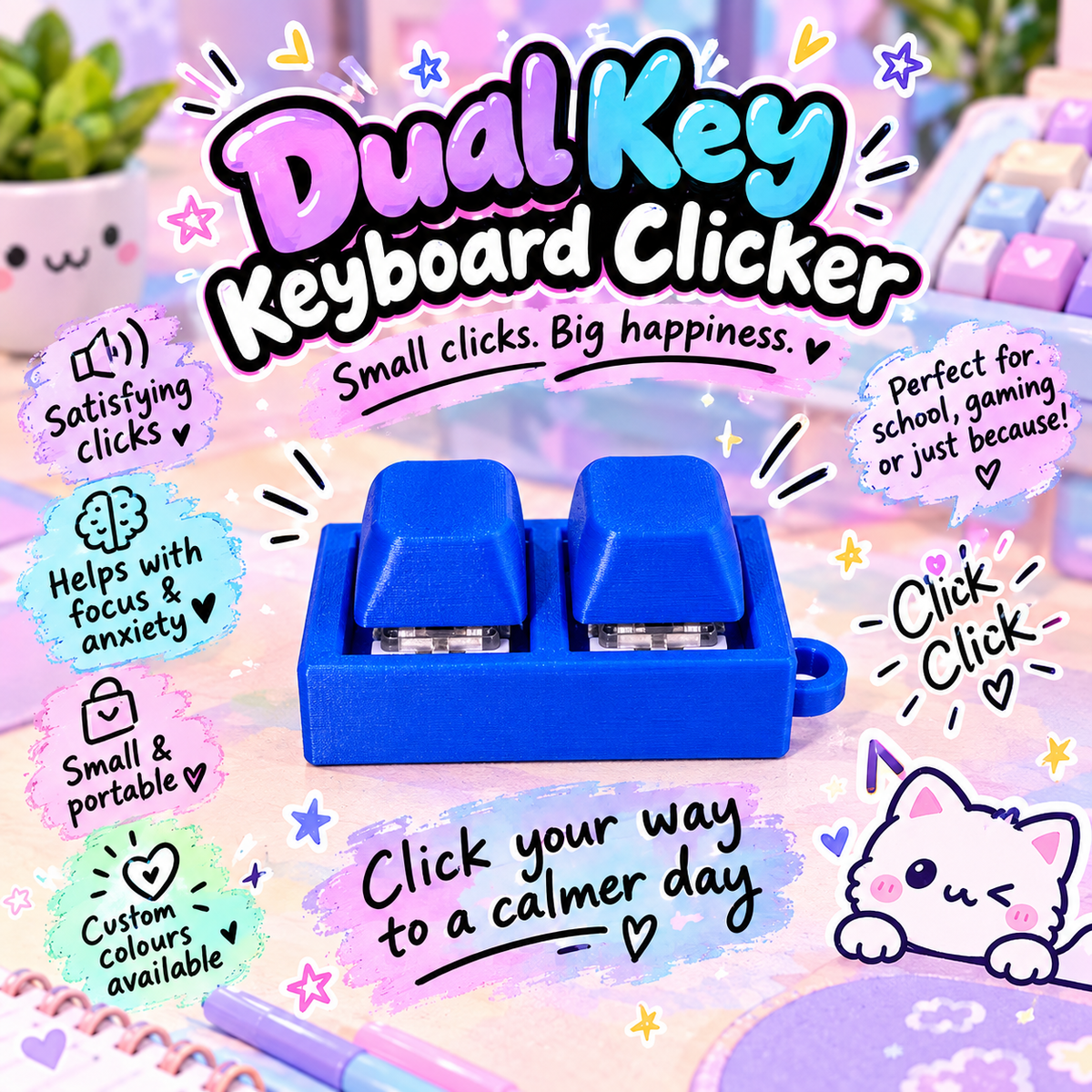 2 Key Keyboard Fidget Clicker