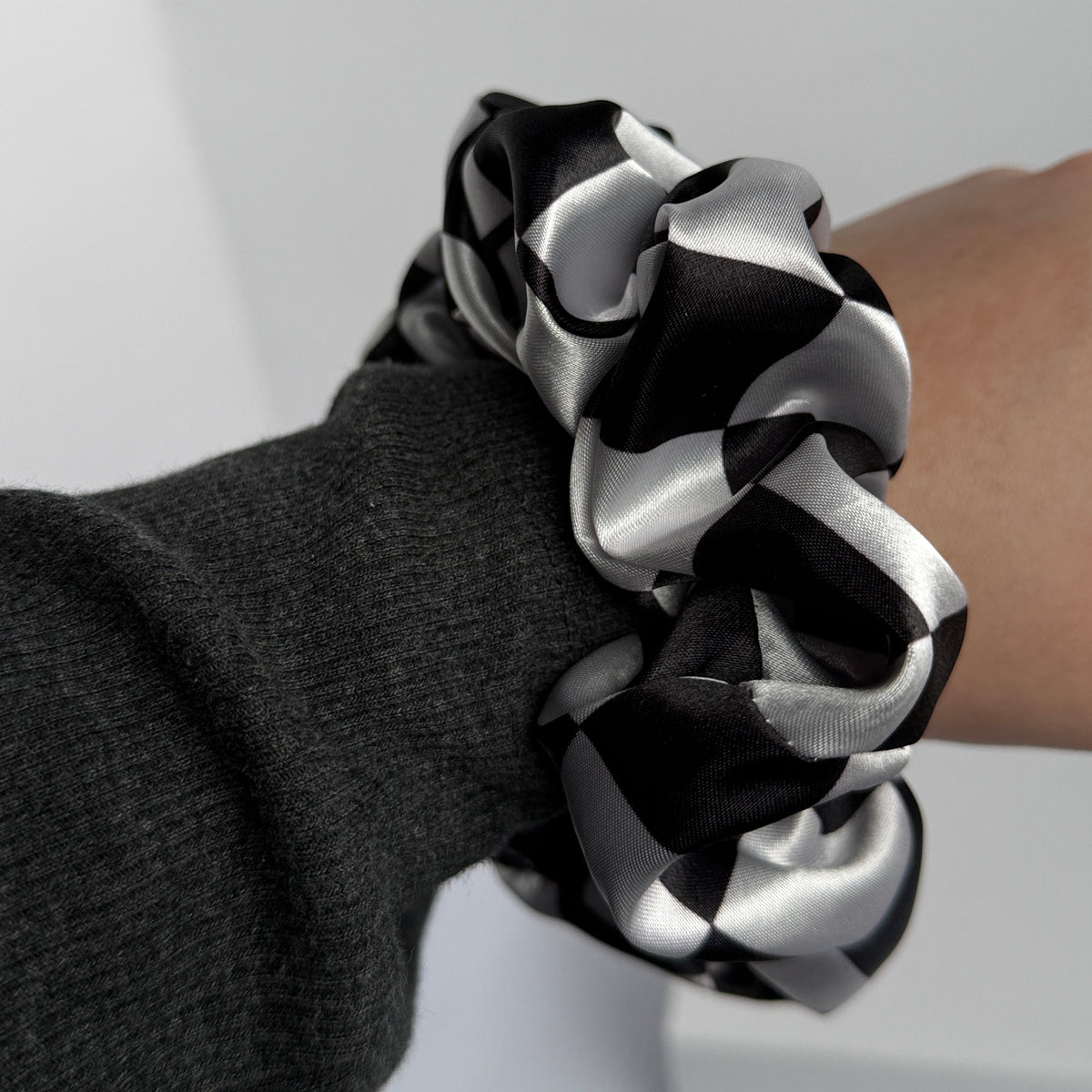 Black and white checkered Scrunchie