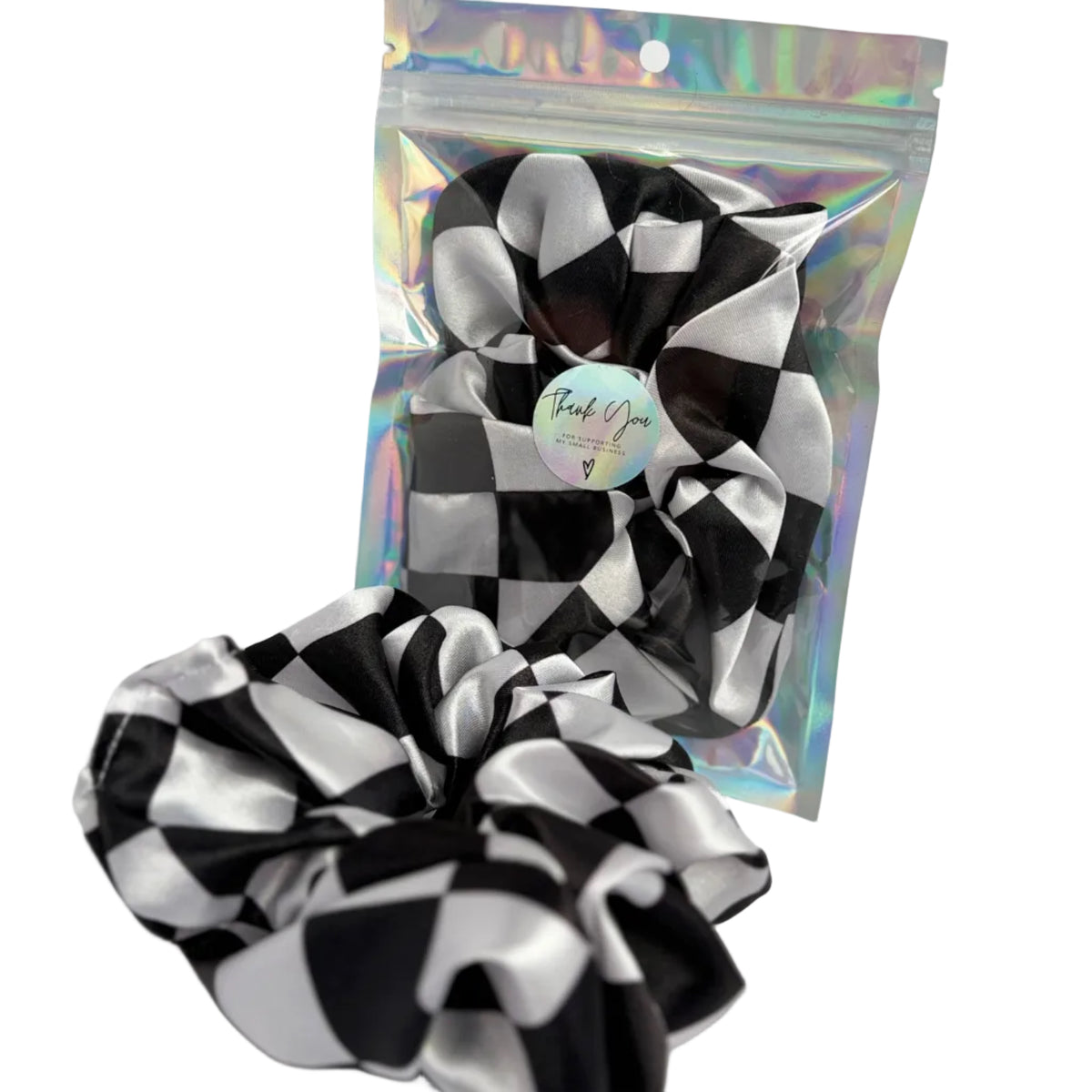 Black and white checkered Scrunchie