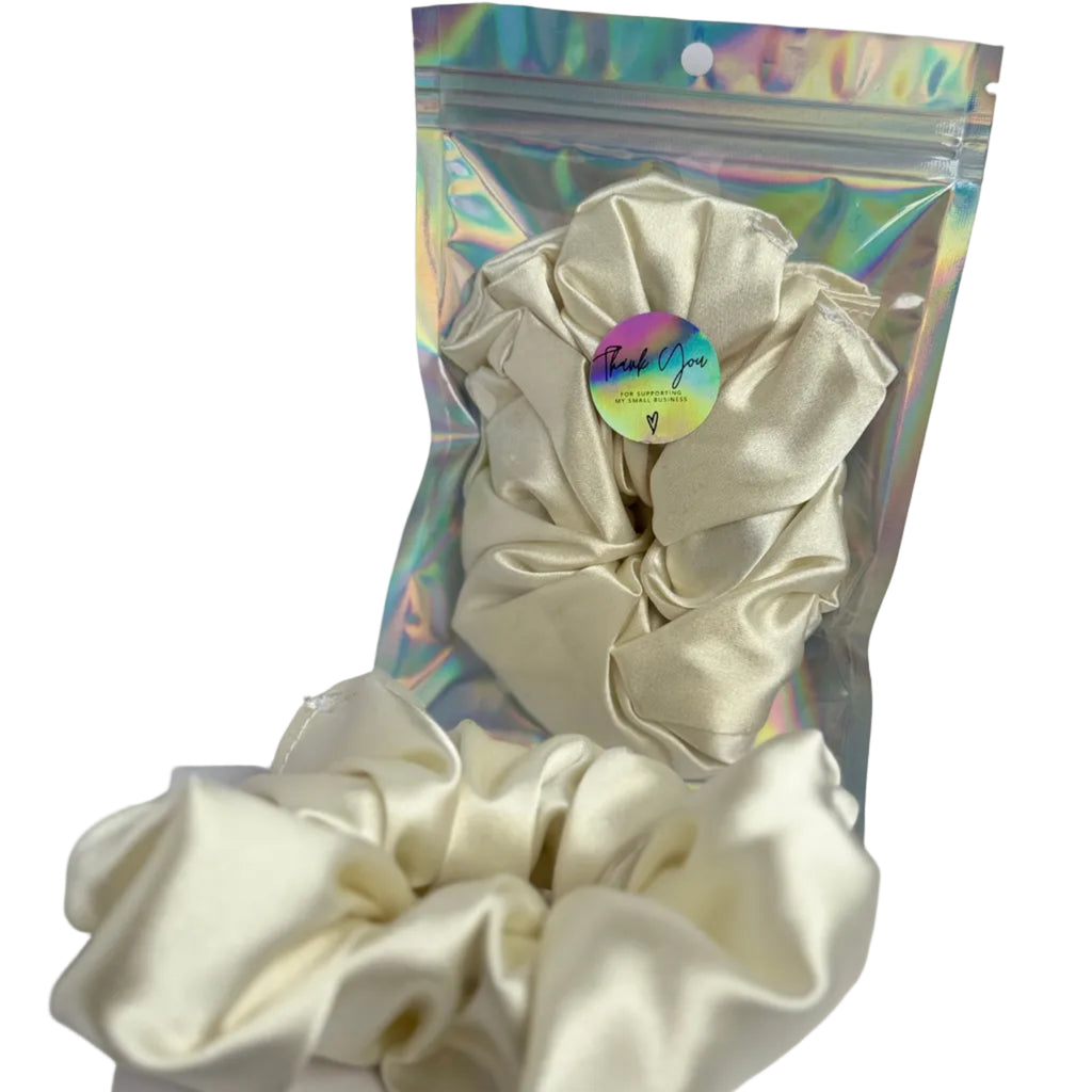 White Satin Scrunchie