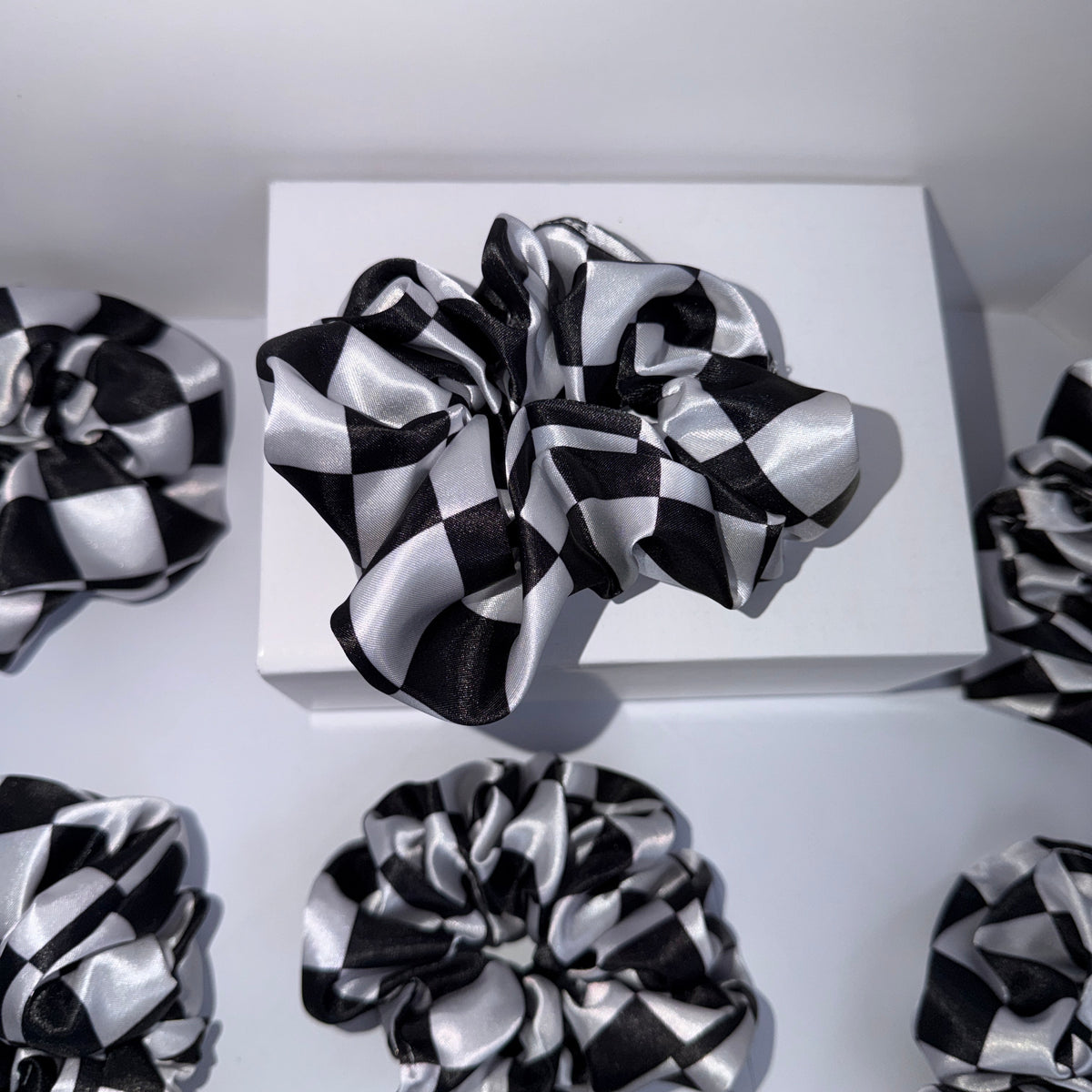Black and white checkered Scrunchie
